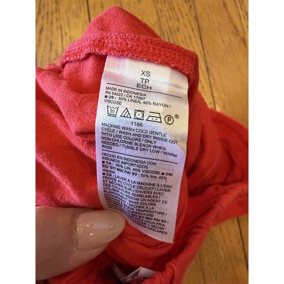 Women's 2 Piece Set XS Red Linen Blend Crop Tank Skort Shorts Summer - Picture 6 of 7